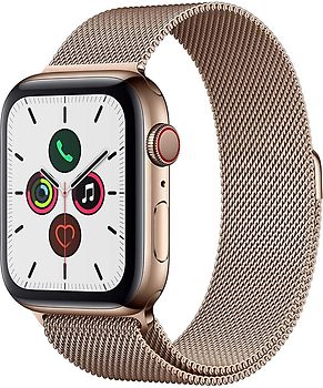 Apple Watch Series 5 44 mm boîtier en acier inoxydable or am Milanaise bracelet or [Wi-Fi + Cellulaire]
