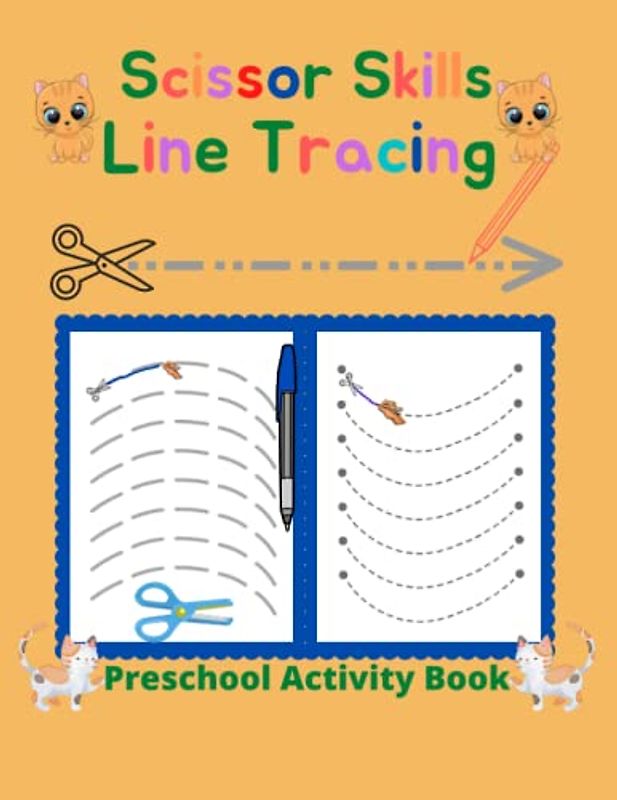 Scissor Skills Line Tracing Preschool Activity Book: Tracing Cutting Coloring Practice Activity Workbook for Kids Ages 3-5