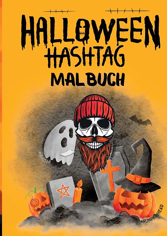 Halloween Hashtag Malbuch für Erwachsene Teenager Jugendliche Kinder ab 12