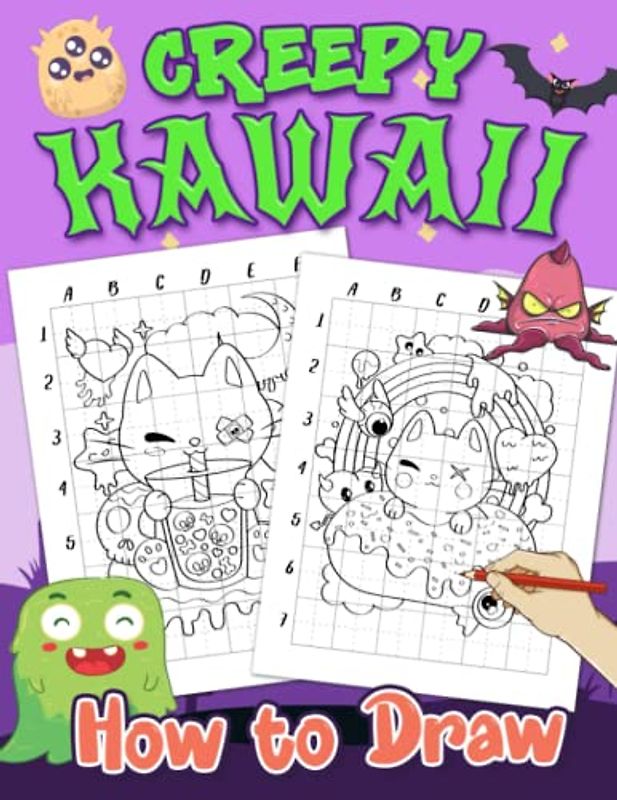 How To Draw Creepy Kawaii: 25 Easy And Simple Spooky Drawing Pages With Guides To Follow And Learn To Draw | Stress Relief Gifts | Relaxation Gifts | Birthday Gifts