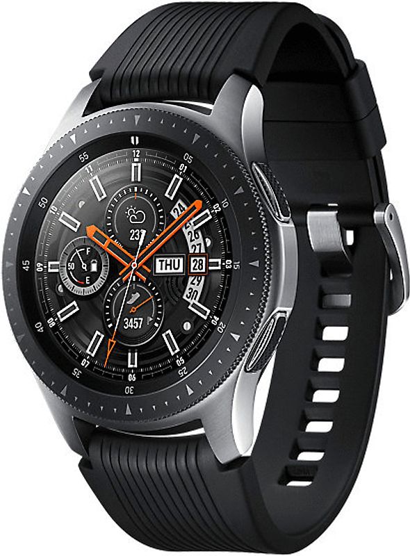 Samsung Galaxy Watch 46 mm argent bracelet en silicone noir [Wi-Fi + 4G]