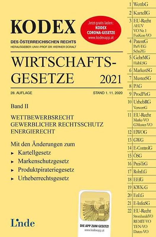 KODEX Wirtschaftsgesetze Band II 2021