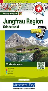 Kümmerly+Frey Wandertourenkarte 4 Jungfrau Region, Grindelwald 1:50.000