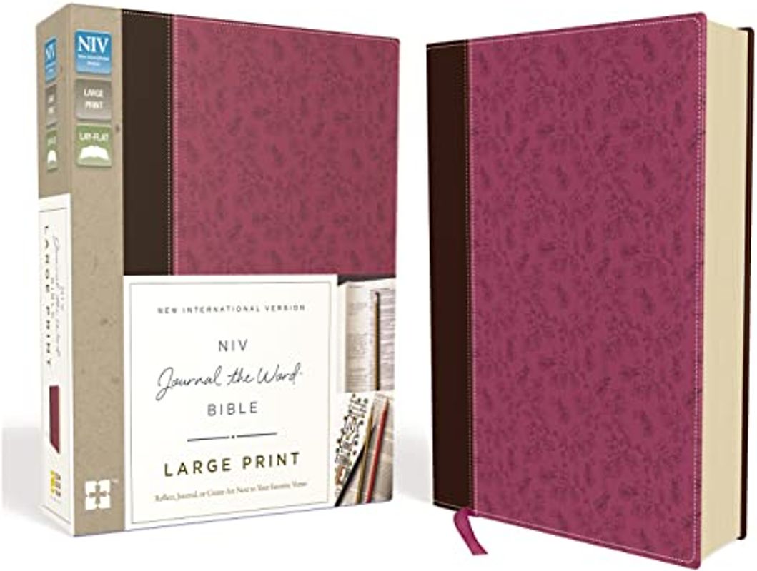 NIV, Journal the Word Bible, Large Print, Leathersoft, Pink/Brown: Reflect, Journal, or Create Art Next to Your Favorite Verses