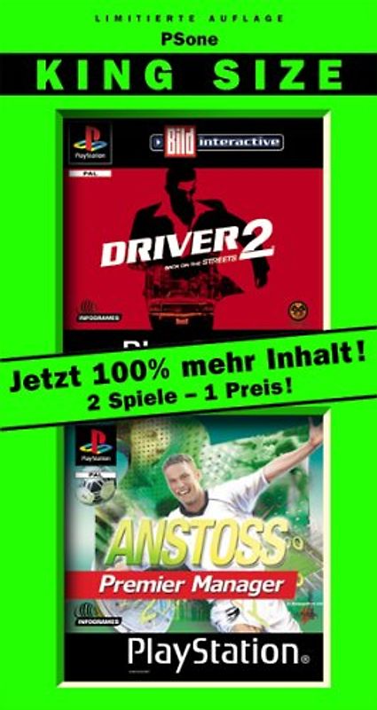 Kingsize: Driver 2 + Anstoß Premier Manger PlayStation 1