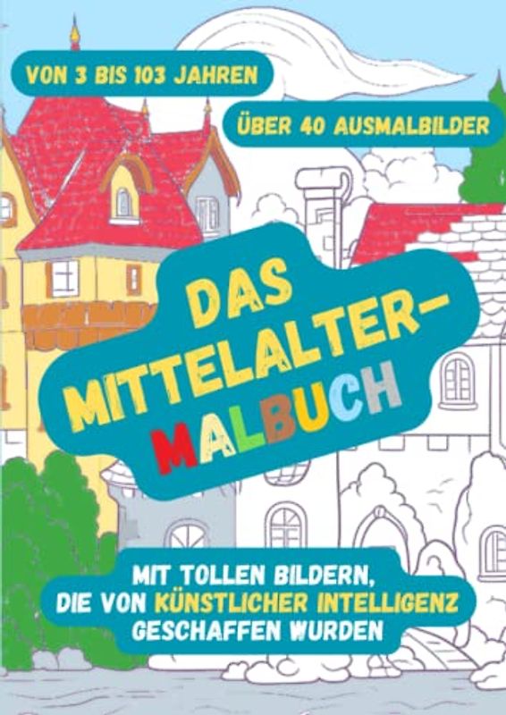Das Mittelalter-Malbuch: mit tollen Bildern, die von Künstlicher Intelligenz geschaffen wurden: / Über 40 Ausmalbilder / Von 3 bis 103 Jahren / Burgen, Ritter, Prinzessinnen, Bauernhöfe, Märkte u.v.m.