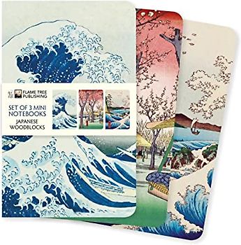 Japanese Woodblocks Set of 3 Mini Notebooks