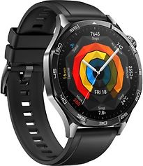 Image of Huawei Watch GT 5 46 mm roestvrij stalen kast zwart met fluorelastomeer bandje zwart (Refurbished)