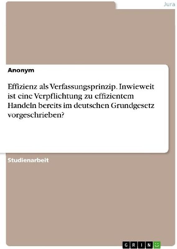 Effizienz als Verfassungsprinzip. Inwieweit ist eine Verpflichtung zu effizientem Handeln bereits im deutschen Grundgesetz vorgeschrieben?