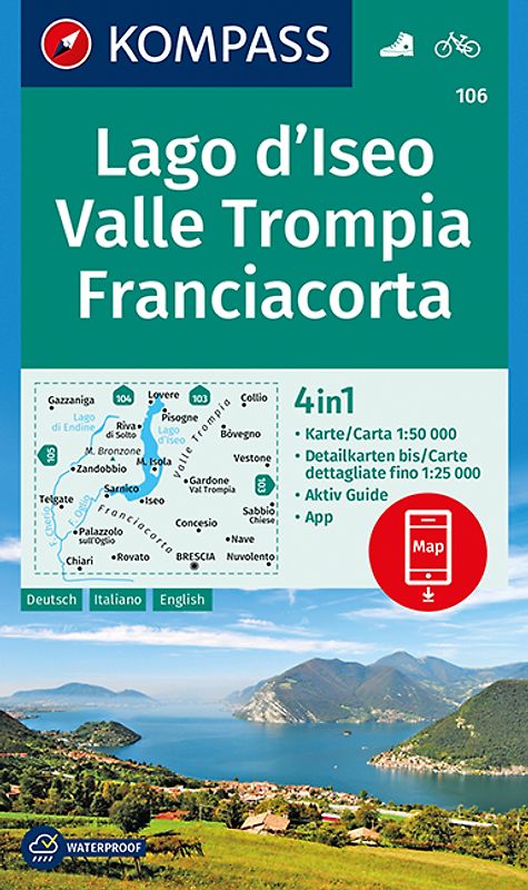 KOMPASS Wanderkarte 106 Lago d'Iseo, Valle Trompia, Franciacorta 1:50.000