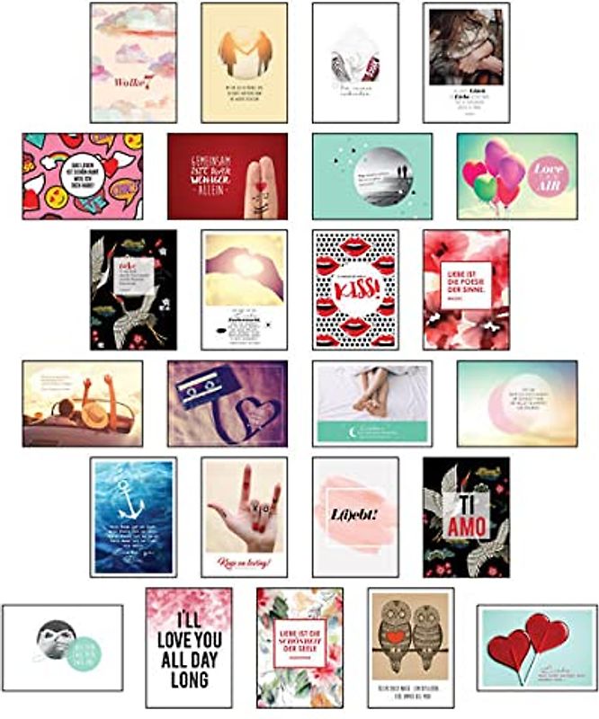 Postkarten Hochzeit - 25 Postkarten Liebe: Postkarten Set Liebe für die Hochzeit als liebevoll gestaltetes Hochzeitsgeschenk mit Sprüchen und Zitaten