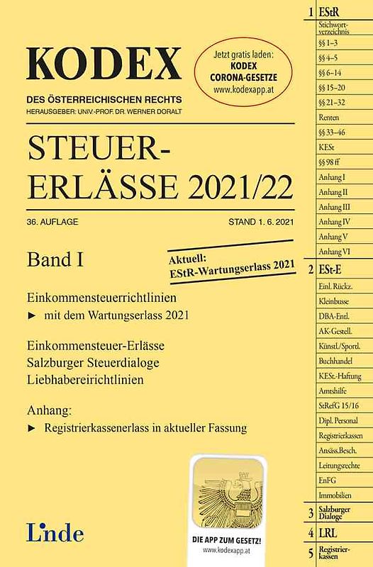 KODEX Steuer-Erlässe 2021/22, Band I
