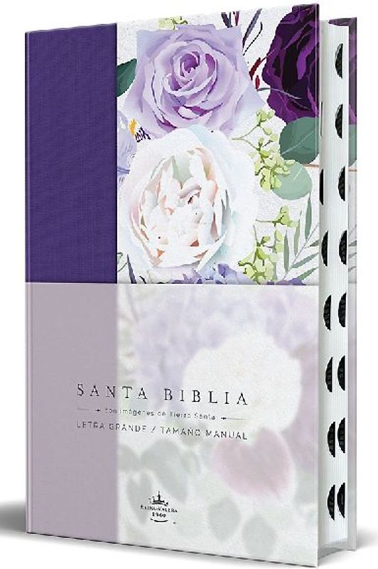 Biblia Rvr1960 Tapa Dura Y Tela Morada Con Flores Tamaño Manual Con Índice / Spanish Bible Rvr 1960, Hardcover, Purple Cloth with Flowers, Handy Size
