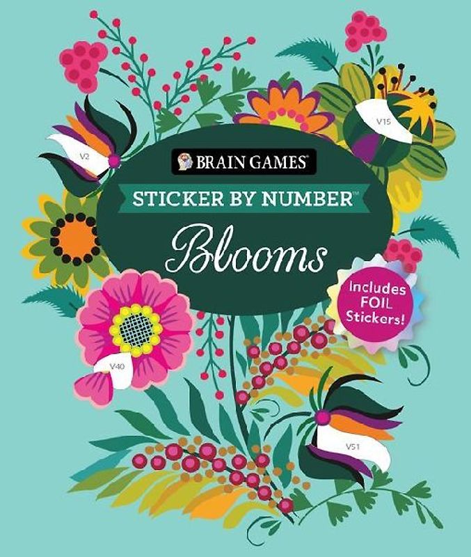 Brain Games - Sticker by Number: Blooms (24 Images to Sticker)