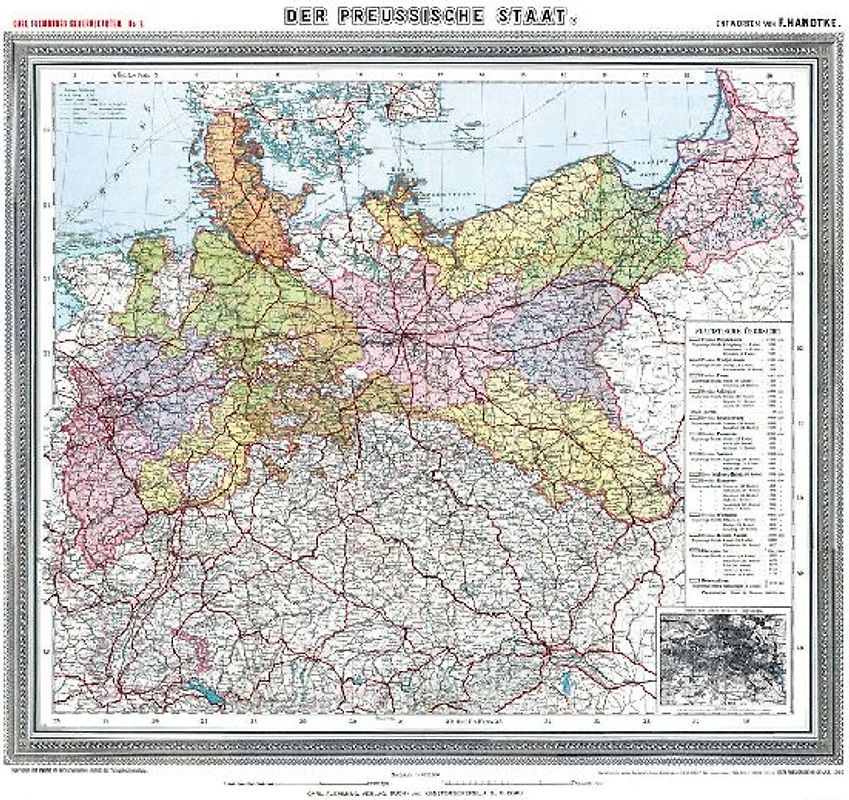 Historische Preussenkarte / DER PREUSSISCHE STAAT - 1905 [gerollt]