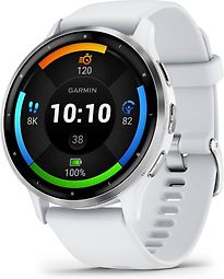 Image of Garmin Venu 3 45 mm zilver van roestvrij staal met wit behuizing en siliconen polsband [wifi] (Refurbished)