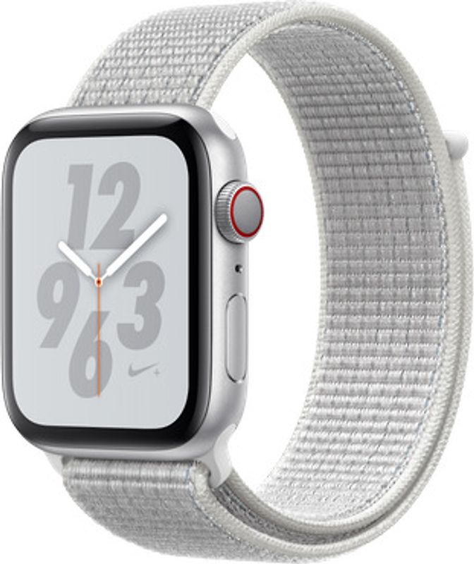 Apple Watch Nike+ Series 4 44 mm Boîtier en aluminium argent avec Boucle Sport Nike Blanc polaire [Wifi + Cellular]