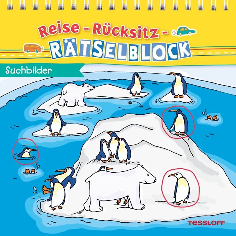 Reise-Rücksitz-Rätselblock Suchbilder