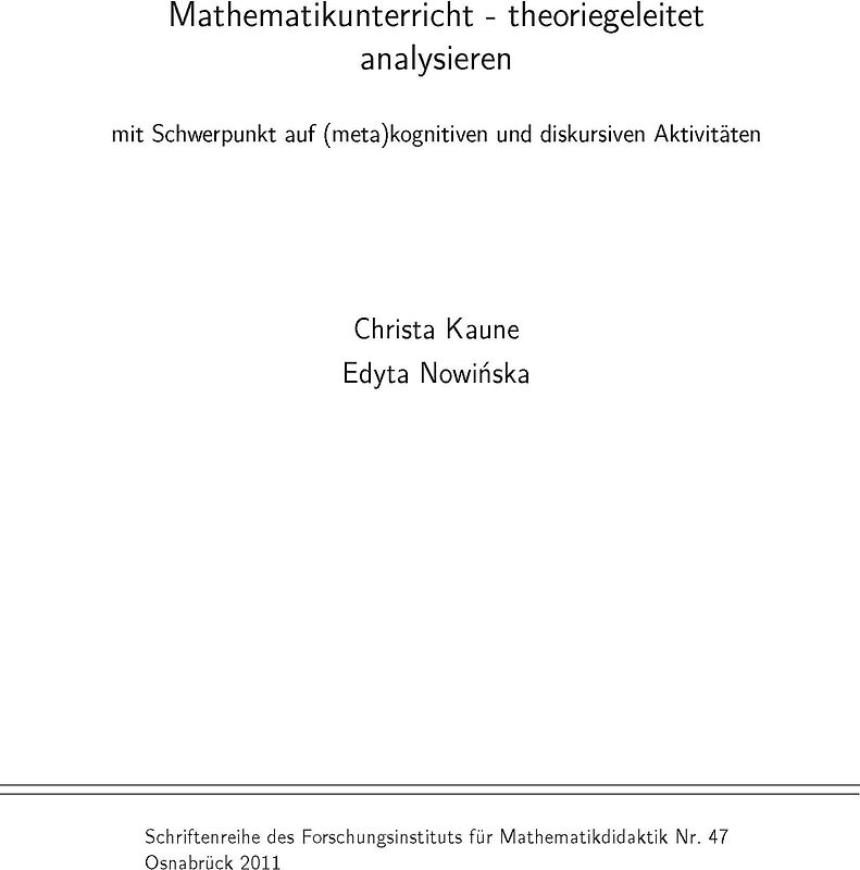 Mathematikunterricht - theoriegeleitet analysieren
