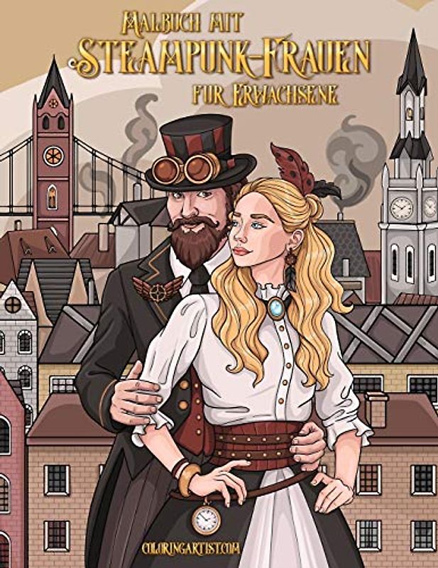 Malbuch mit Steampunk-Frauen für Erwachsene