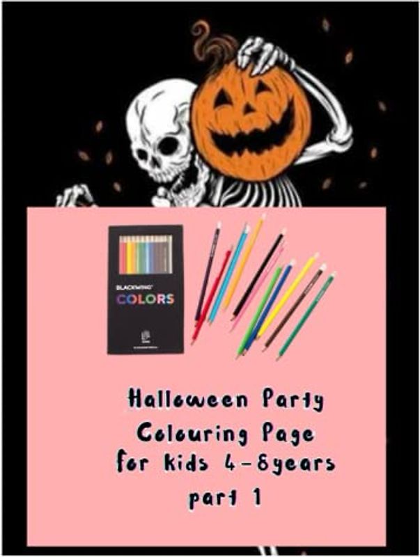 Halloween Party Colouring Page For Kids 4-8years