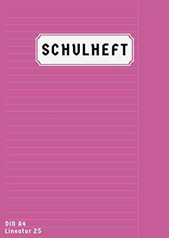 Schulheft Din A4 Lineatur 25: Schreibheft Liniert Mit Rand | Homeschooling und Schulanfang Heft A4 Lineatur 25 | 50 Blatt | Rosa