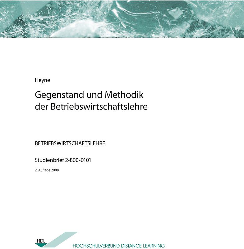Gegenstand und Methodik der Betriebswirtschaftslehre