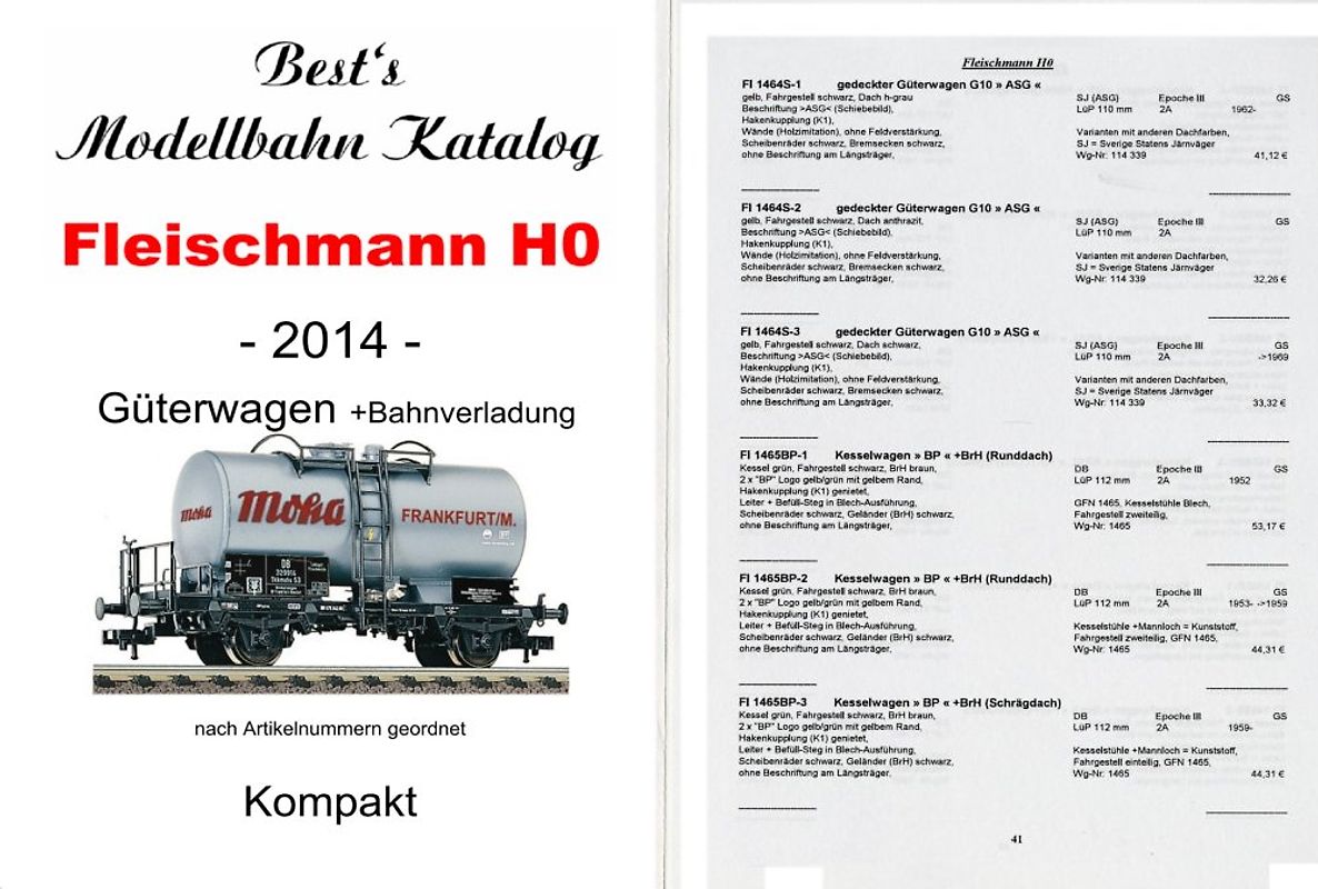 Best`s Modellbahn Katalog Fleischmann H0 Güterwagen Kompakt 2014