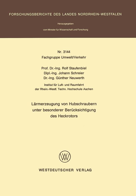 Lärmerzeugung von Hubschraubern unter besonderer Berücksichtigung des Heckrotors