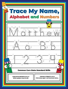 Trace My Name, Alphabet, and Numbers Workbook for Matthew: Letter and Number Tracing with Arrow Guides and Start Dots