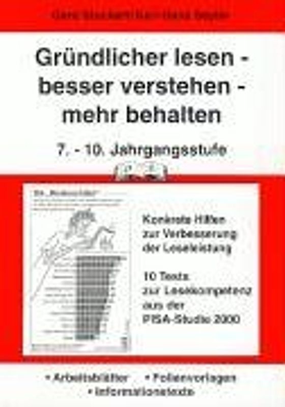 Gründlicher lesen - besser verstehen - mehr behalten, 7.-10. Jahrgangs stufe