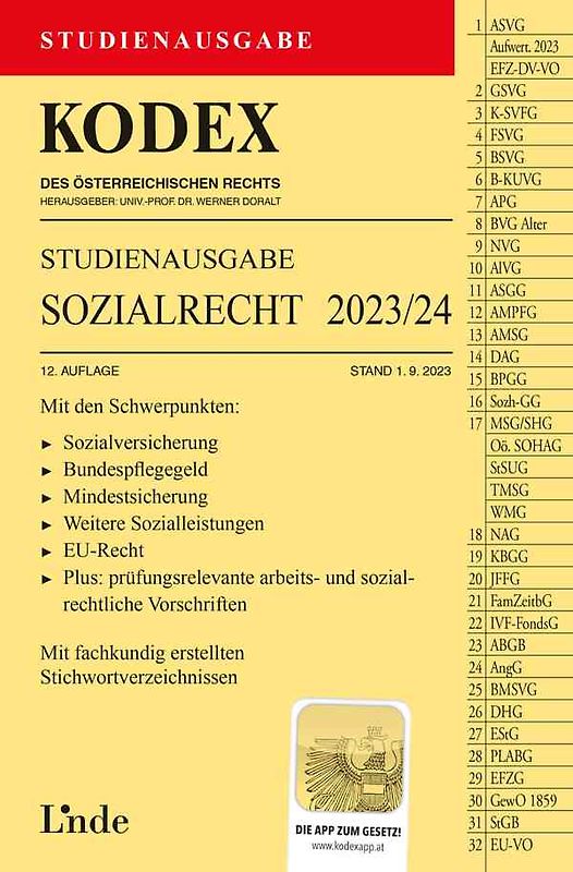 KODEX Studienausgabe Sozialrecht 2023/24