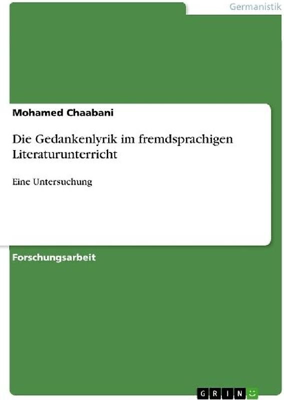 Die Gedankenlyrik  im fremdsprachigen Literaturunterricht