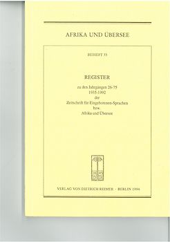 Zeitschrift für Eingeborenen-Sprachen bzw. "Afrika und Übersee"
