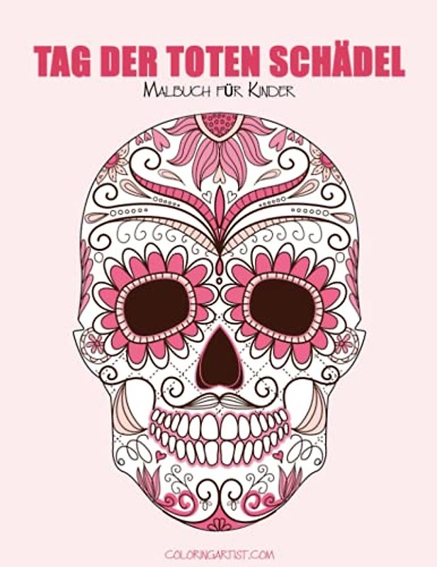 Malbuch für Kinder Tag der toten Schädel 1