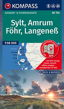 KOMPASS Wanderkarte 784 Sylt, Amrum, Föhr, Langeneß 1:35.000