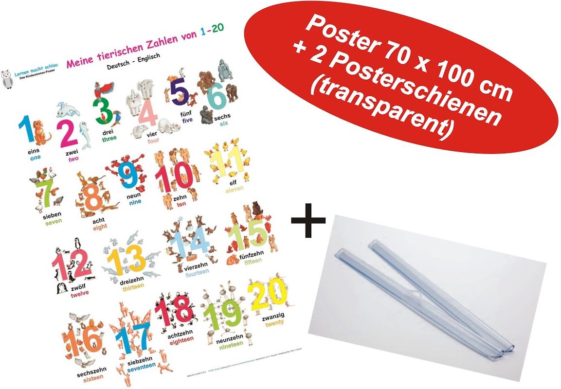 Meine tierischen Zahlen von 1-20 deutsch/englisch + 2 Posterschienen