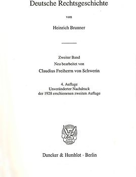 Deutsche Rechtsgeschichte. 2. Band.