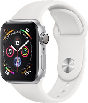 Apple Watch Series 4 40 mm boîtier en aluminium argent avec Bracelet Sport blanc [Wifi]
