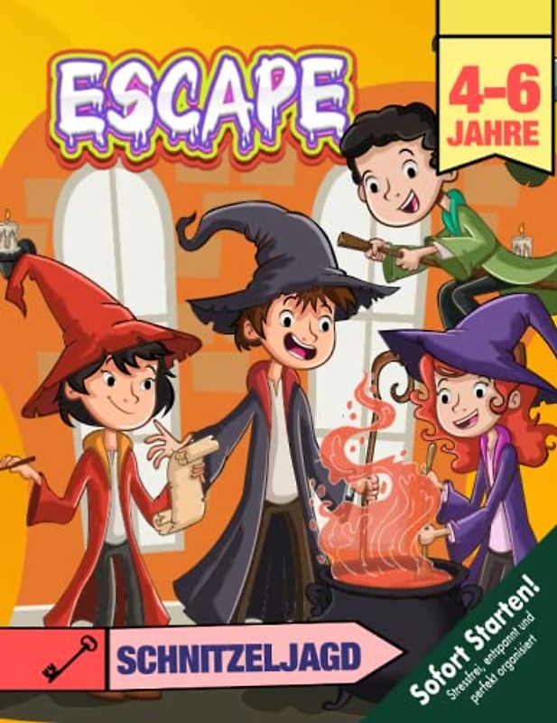 Escape Schnitzeljagd Hexen Zauberer Kindergeburtstag 4-6 Jahre: Besiegt die Bösewichte, entkommt dem Haus der Rätsel, entschlüsselt den geheimen Brief und findet den Schatz! (Bravo Schatzsuche)