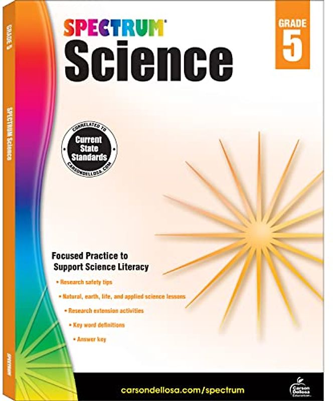 Spectrum 5th Grade Science Workbooks, Research Safety Tips and Life, Physical, Space, and Earth Science, Spectrum Grade 5 Science Books for Science Classroom or Homeschool Curriculum