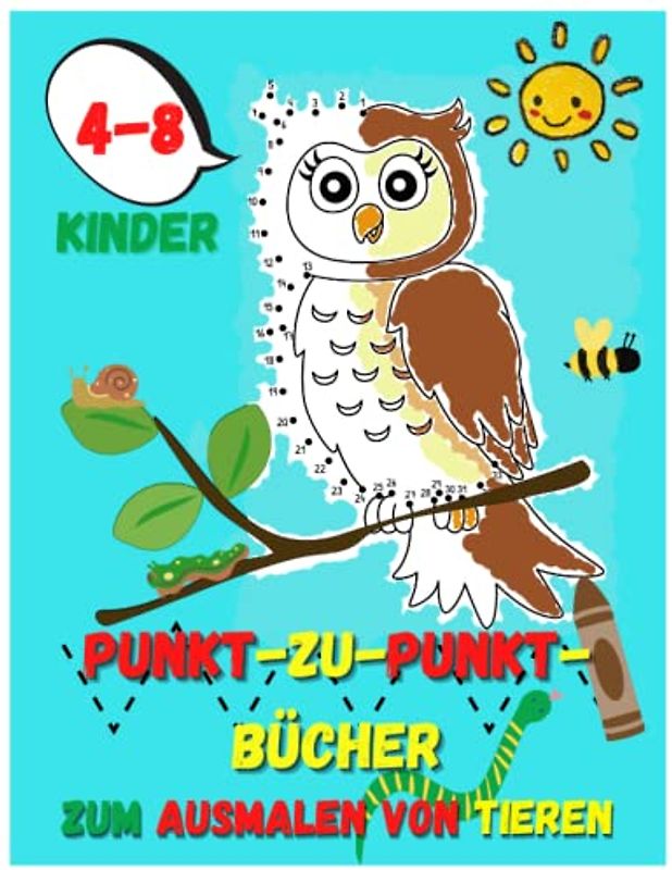 Punkt-zu-Punkt-Bücher für Kinder im Alter von 4 bis 8 Jahren zum Ausmalen von Tieren: Zahlen verbinden für Malbuch | Malen nach Zahlen | Säugetiere, ... | Erkunde die Welt mit Little Cutie