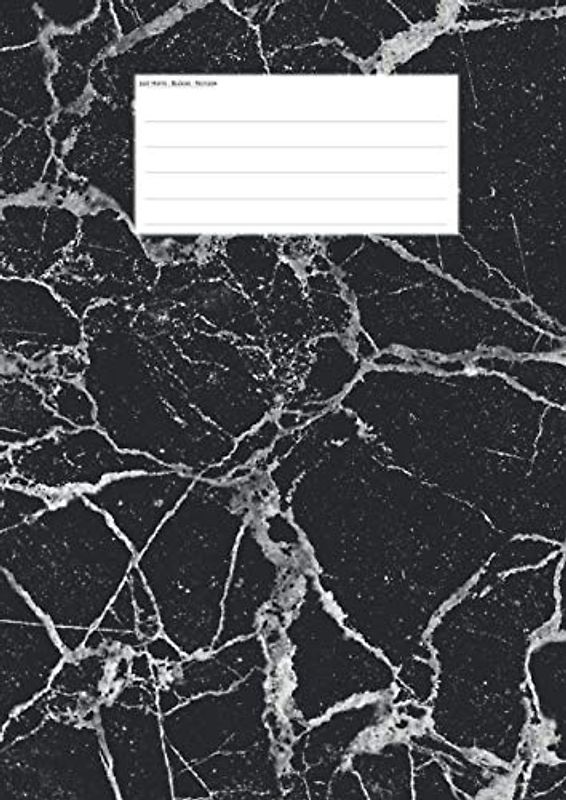 Hefte - Blöcke - Notizen: Marmor schwarz Notenheft DIN A4, 50 Seiten, 12 Systeme