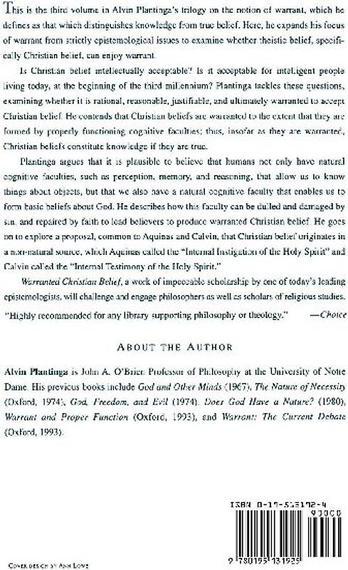 Warranted Christian Belief