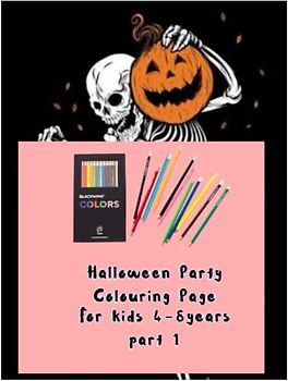 Halloween Party Colouring Page For Kids 4-8years