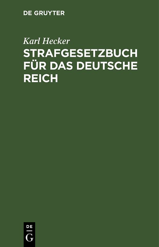 Strafgesetzbuch für das Deutsche Reich