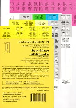 SteuerErlasse Griffregister Nr. 272 (2017) mit Stichworten: 144 selbstklebende und farbig bedruckte Griffregister für die SteuerErlasse mit Stichworten aus der Gesetzesüberschrift