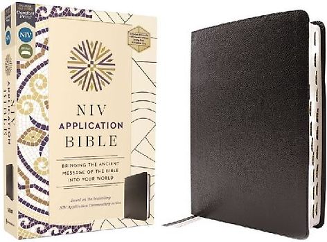 NIV Application Bible, European Bonded Leather, Black, Red Letter, Thumb Indexed, Comfort Print