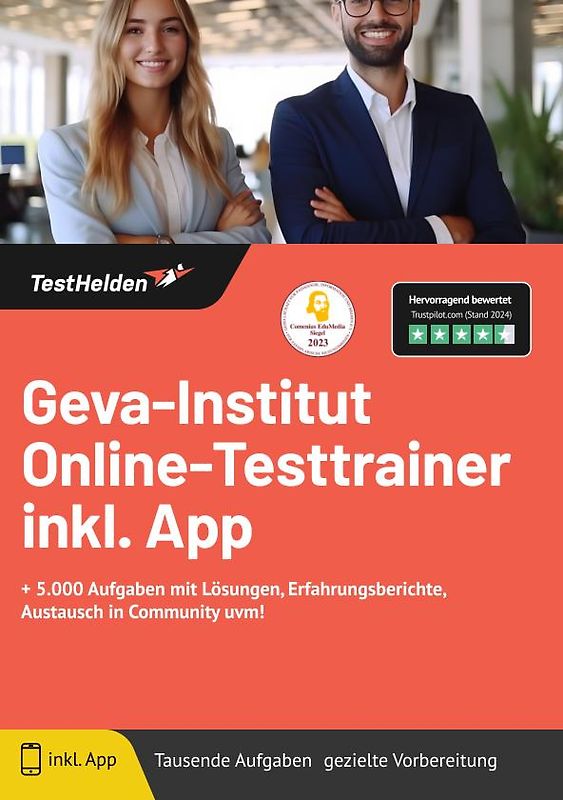 Geva-Institut Einstellungstest: Online-Testtrainer inkl. App | + 5.000 Aufgaben mit Lösungen, Erfahrungsberichte, Austausch in Community uvm!