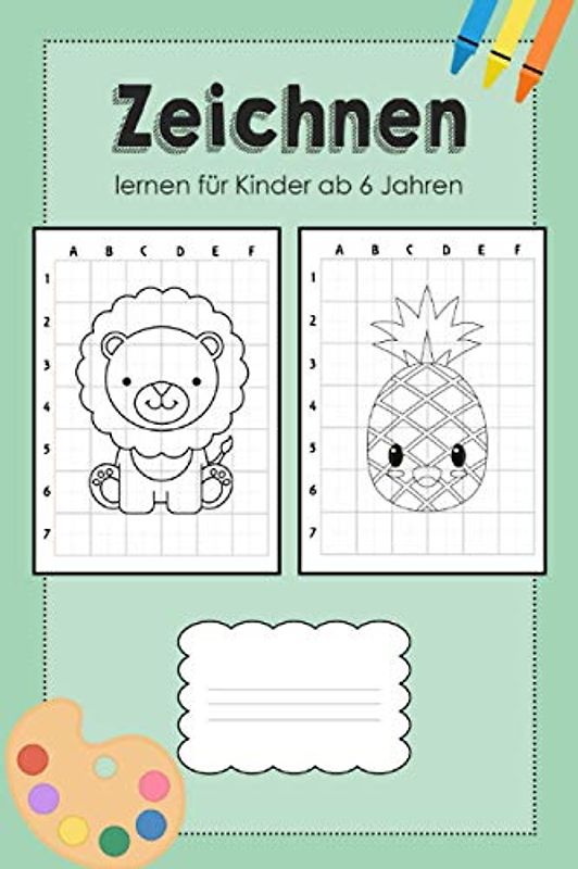 Zeichnen lernen für Kinder ab 6 Jahren: Zeichenbuch für Kinder ab 6 Jahre mit 50 Zeichnungen (Tiere, Einhorn, Dinosaurier, Fahrzeuge), Geschenk für 6 jährige Mädchen und Jungen